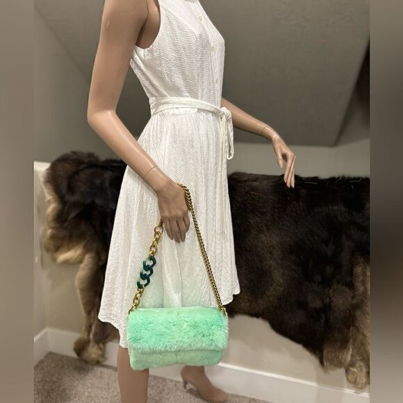 Handmade Real Rex Rabbit Fur Wristlet/Crossbody/Shoulder Bag Includes Free Gift - Picture 3 of 16